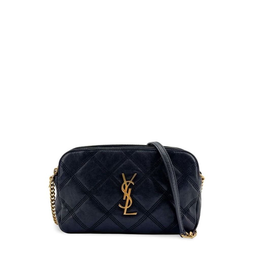 Saint Laurent Becky Double Zip Quilted Lambskin Chain Crossbody Bag